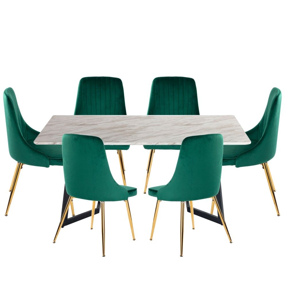 Velvet Dining Set | Marbleous Green