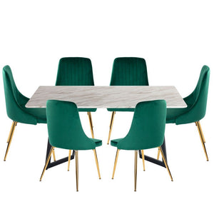 Velvet Dining Set | Marbleous Green