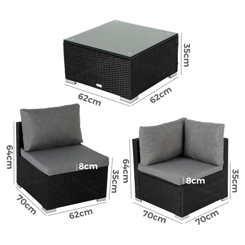 Outdoor Modular Lounge Sofa | Bondi - Black | Stylish & Durable Design