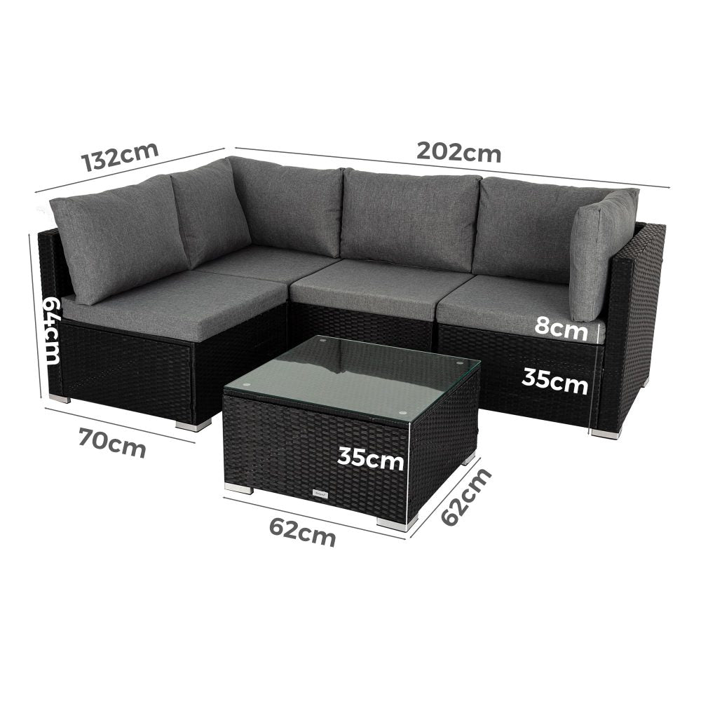 Outdoor Modular Lounge Sofa | Bondi - Black | Stylish & Durable Design