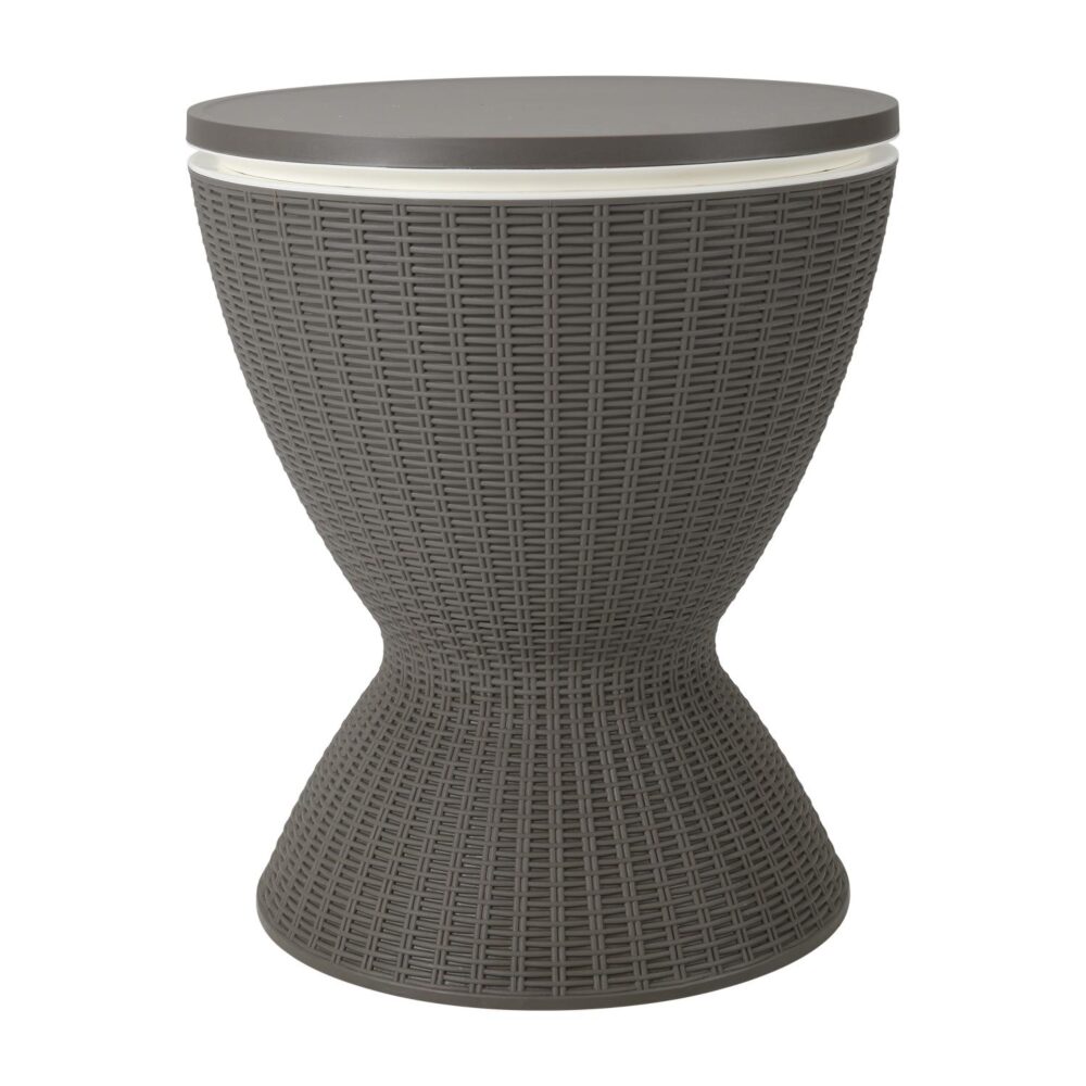 Ice Bucket Table | Taupe Finish | Outdoor Cooler Table | Multi-Functional Patio Furniture