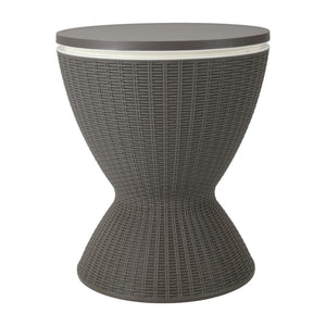 Ice Bucket Table | Taupe Finish | Outdoor Cooler Table | Multi-Functional Patio Furniture
