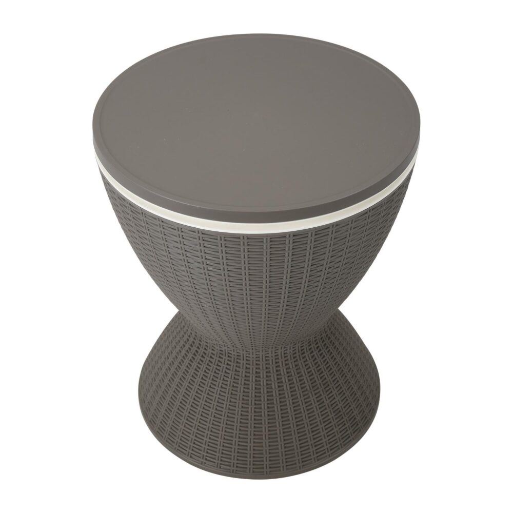 Ice Bucket Table | Taupe Finish | Outdoor Cooler Table | Multi-Functional Patio Furniture