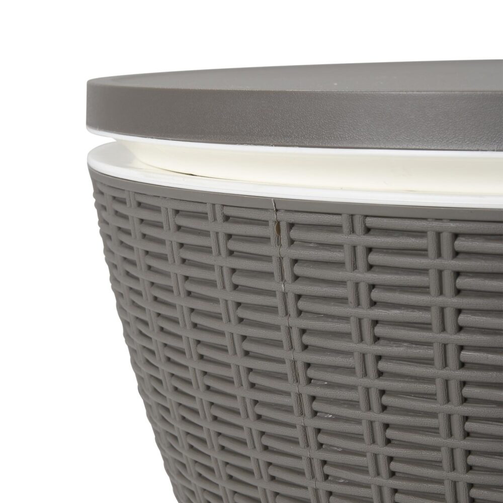 Ice Bucket Table | Taupe Finish | Outdoor Cooler Table | Multi-Functional Patio Furniture