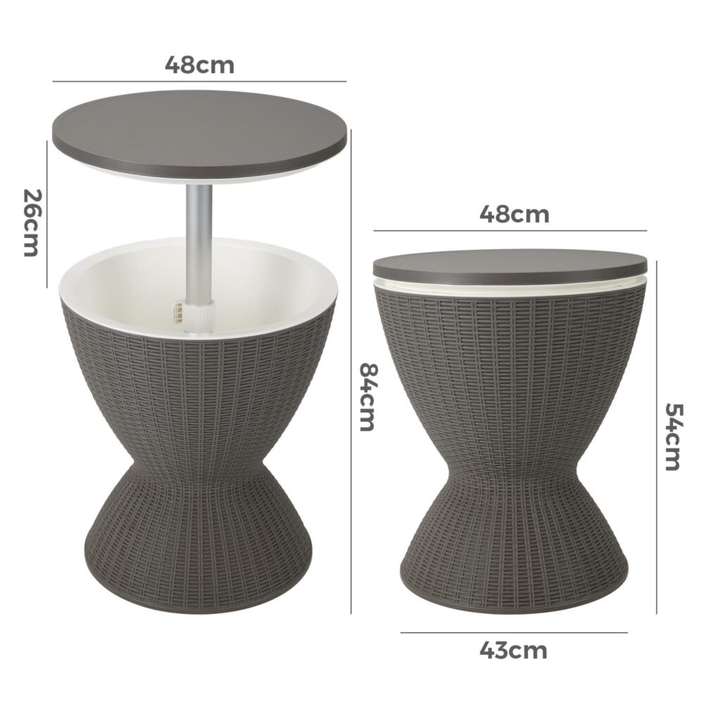 Ice Bucket Table | Taupe Finish | Outdoor Cooler Table | Multi-Functional Patio Furniture