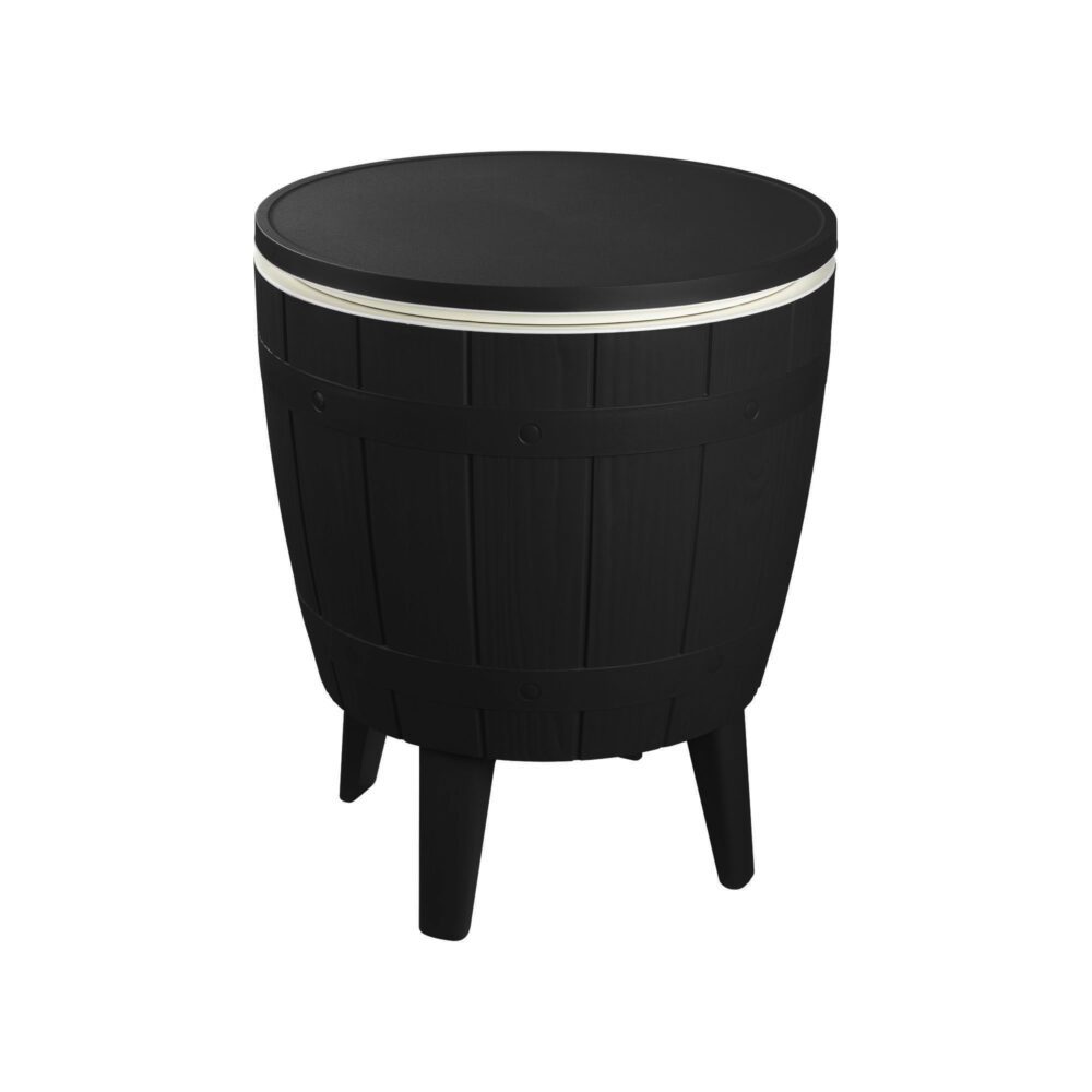 Ice Bucket Table | Black Finish | Outdoor Cooler Table | Multi-Functional Patio Furniture