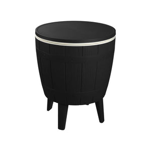 Ice Bucket Table | Black Finish | Outdoor Cooler Table | Multi-Functional Patio Furniture