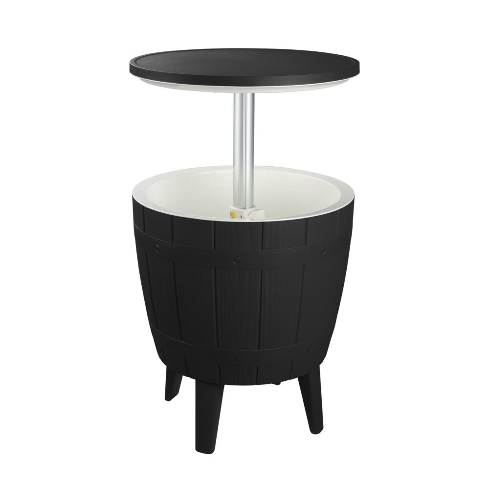 Ice Bucket Table | Black Finish | Outdoor Cooler Table | Multi-Functional Patio Furniture
