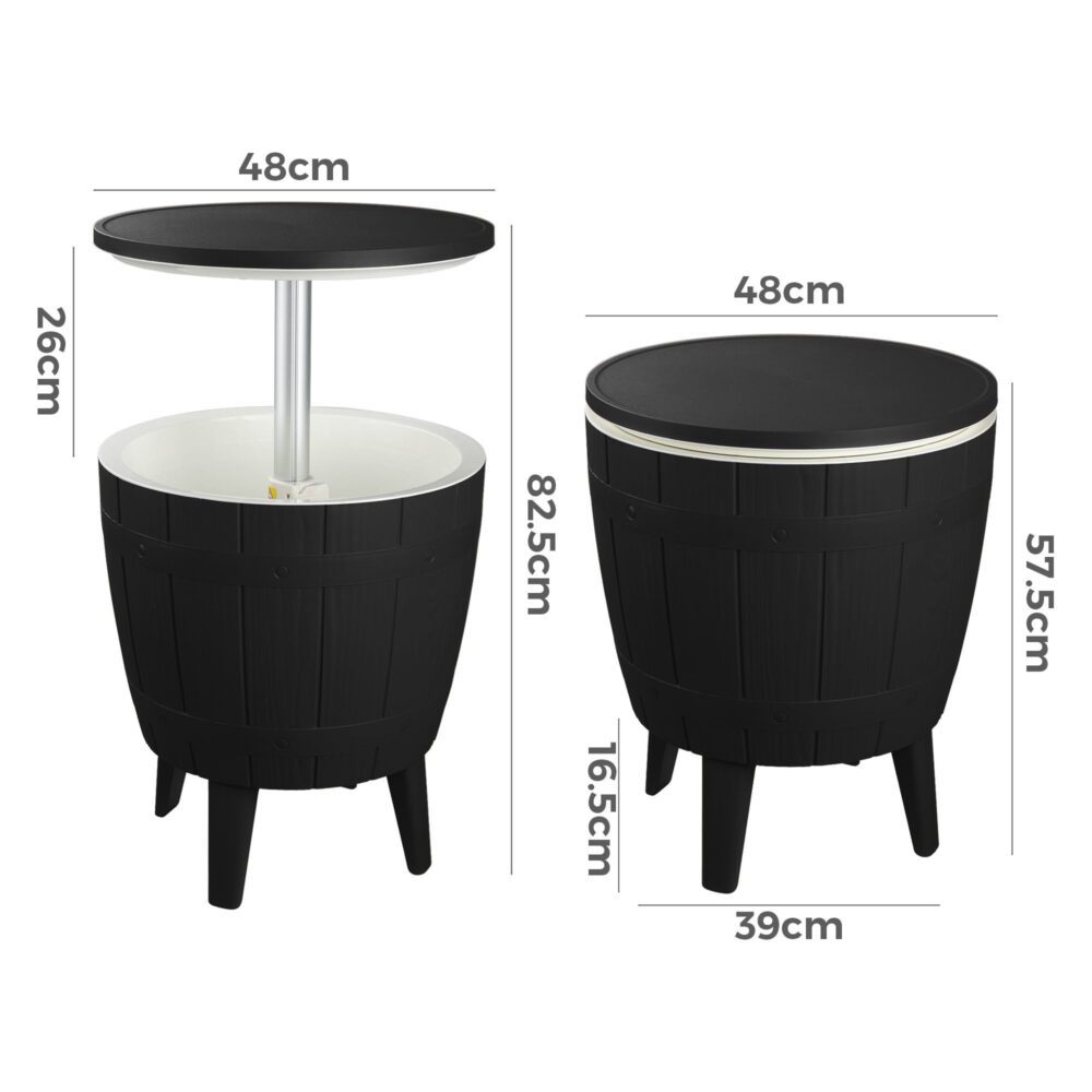 Ice Bucket Table | Black Finish | Outdoor Cooler Table | Multi-Functional Patio Furniture
