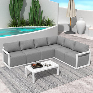 Alfresco Contemporary All-Weather Lounge Set | White