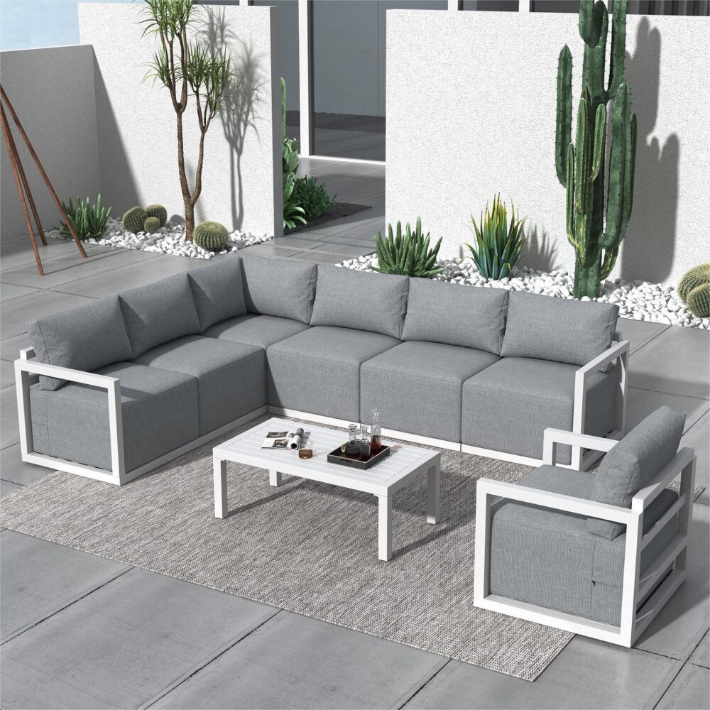 Alfresco 7-Seat Garden Lounge Set | White