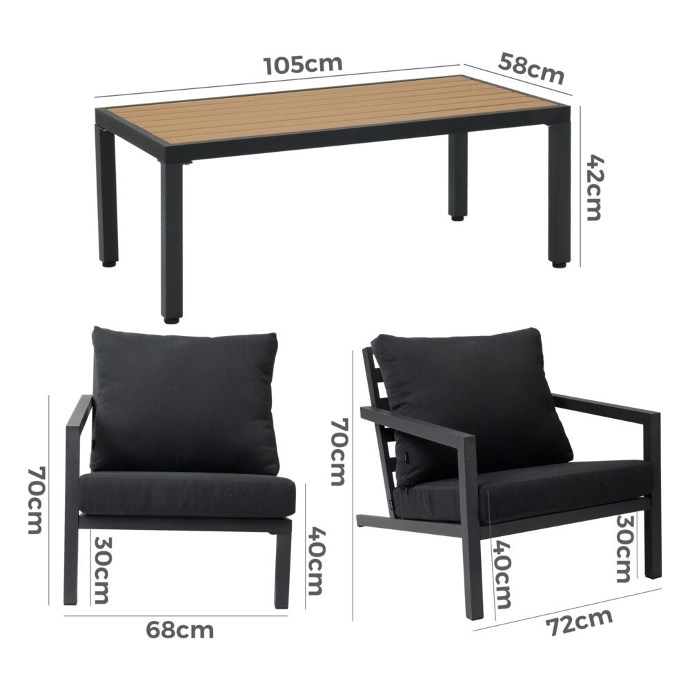 Aidan Garden Furniture Set | 5 Pieces | Slate Grey