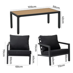 Aidan Garden Furniture Set | 5 Pieces | Slate Grey