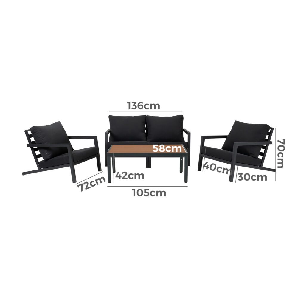 Aidan Garden Furniture Set | 5 Pieces | Slate Grey