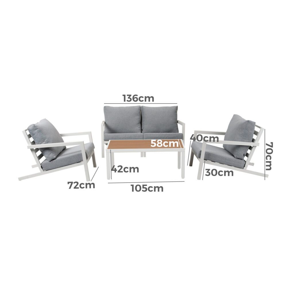 Aidan Garden Furniture Set | 5 Pieces | White