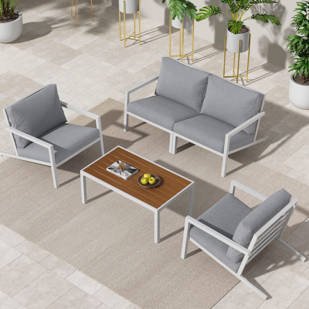 Aidan Garden Furniture Set | 5 Pieces | White