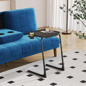 Adjustable Foldable Table Tray Laptop Desk | Removable Cup Holder | Black