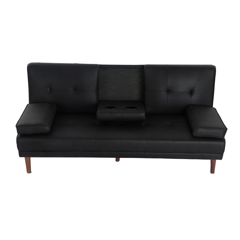 3 Seater Adjustable Sofa Bed with Cup Holder | Black
