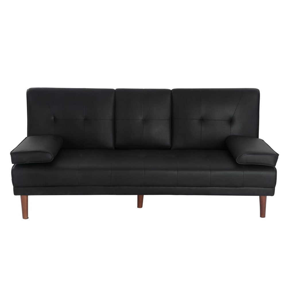 3 Seater Adjustable Sofa Bed with Cup Holder | Black