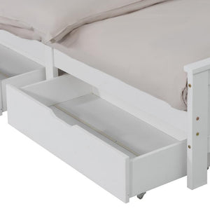 2x Wooden Bed Frame Storage Trundle Drawers | White