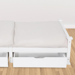 2x Wooden Bed Frame Storage Trundle Drawers | White