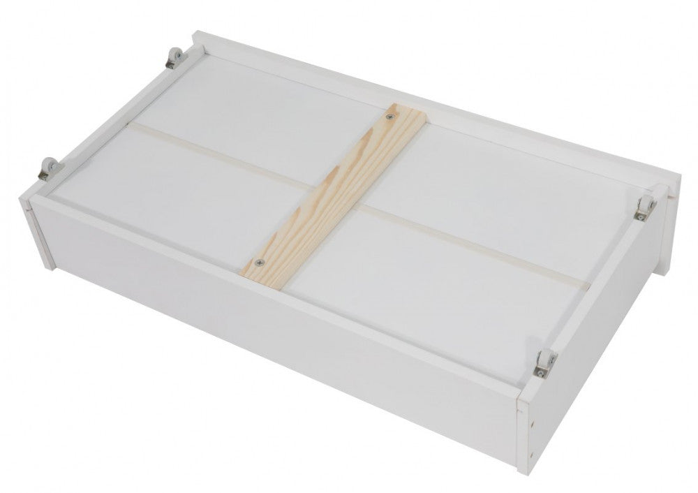 2x Wooden Bed Frame Storage Trundle Drawers | White