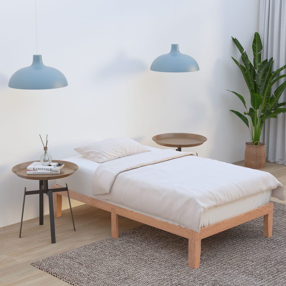 Single Size Warm Wooden Natural Bed Base Frame | King Single