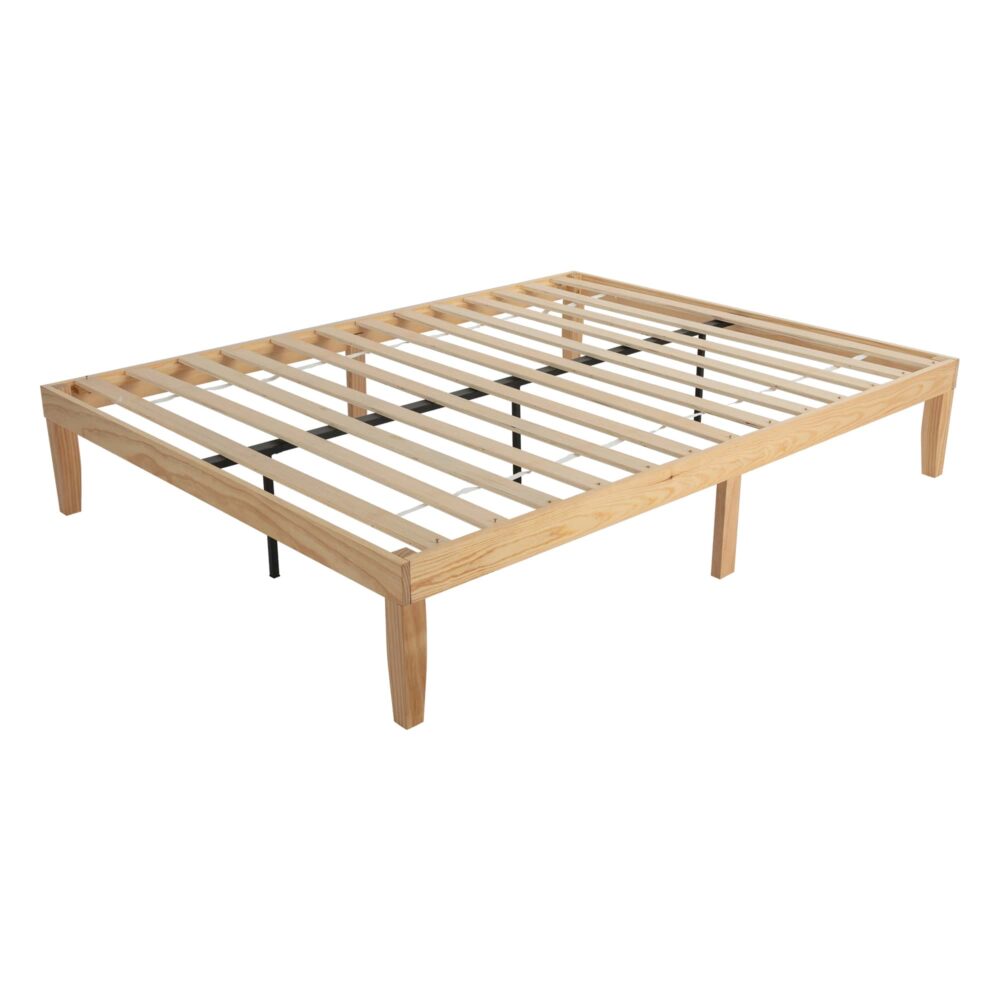 Warm Wooden Natural Bed Base Frame | Queen