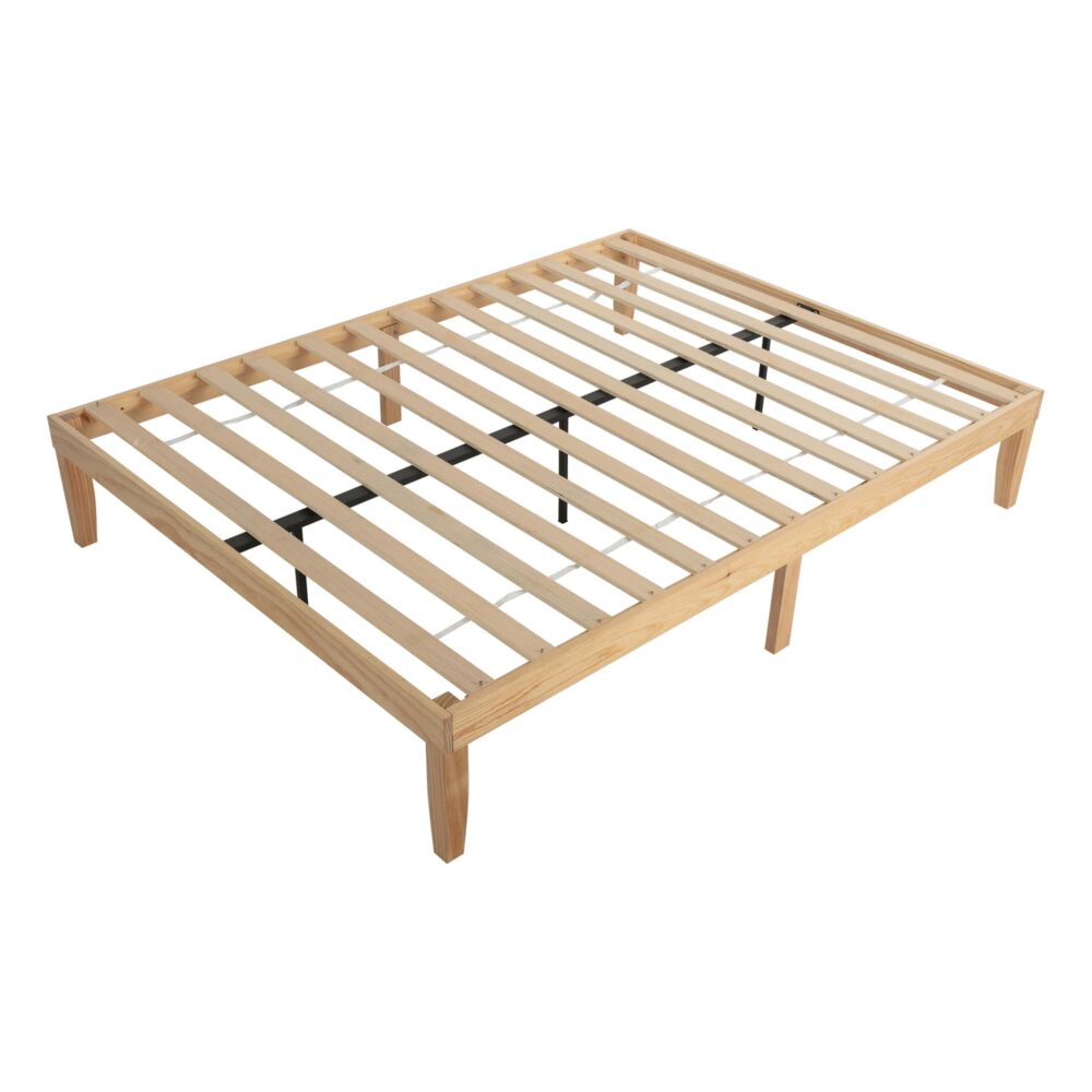 Warm Wooden Natural Bed Base Frame | Queen