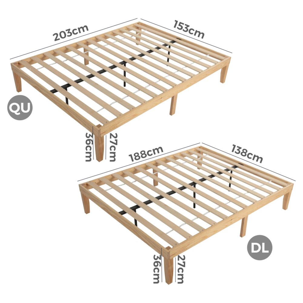 Warm Wooden Natural Bed Base Frame | Queen