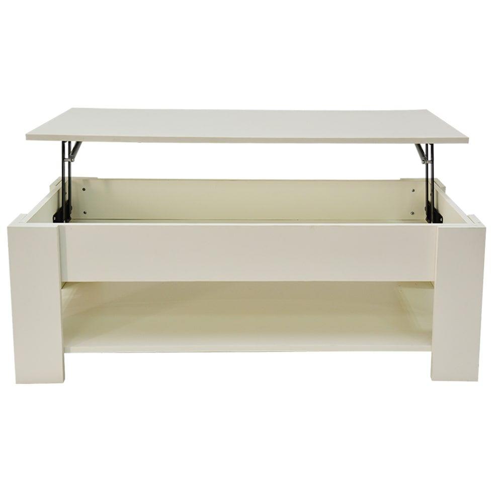 Lift Up Coffee Table with Storage | White Finish | Functional Design