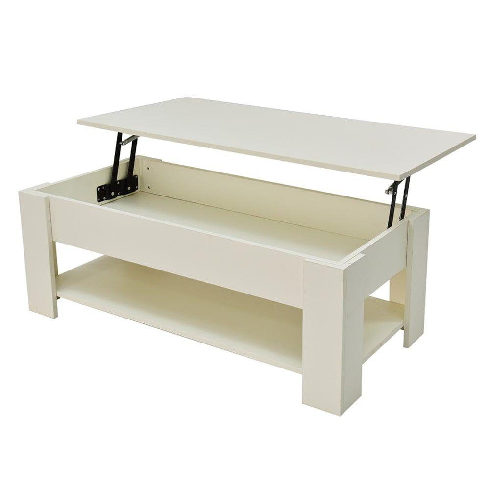 Lift Up Coffee Table with Storage | White Finish | Functional Design