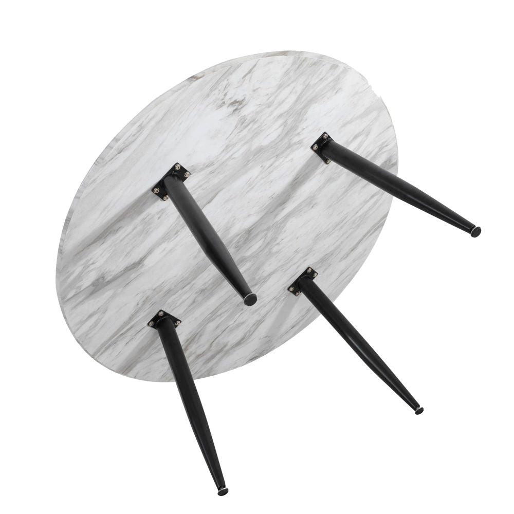 Minimalist Marble Effect Round Coffee Table | Sleek & Modern