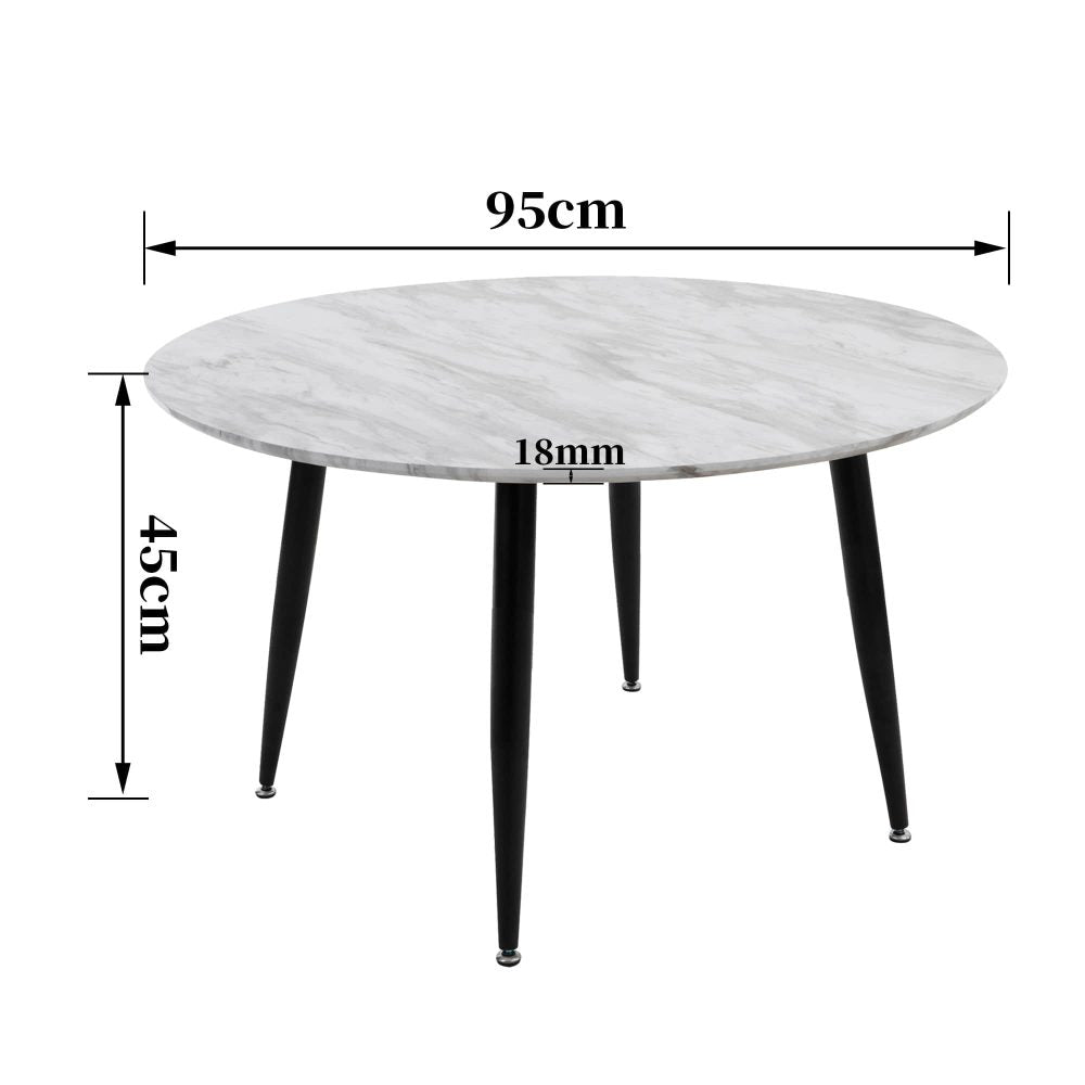 Minimalist Marble Effect Round Coffee Table | Sleek & Modern