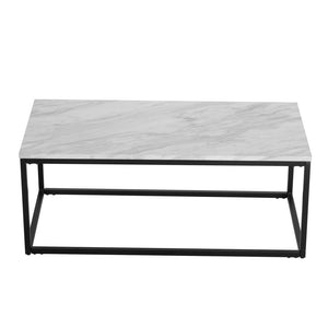 Industrial Style Marble Effect Rectangular Coffee Table | Contemporary Design