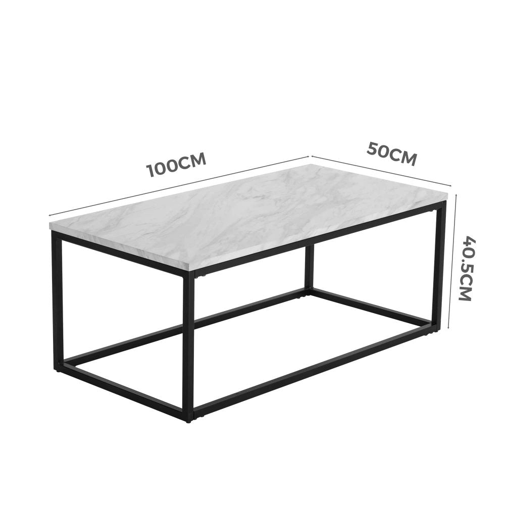 Industrial Style Marble Effect Rectangular Coffee Table | Contemporary Design