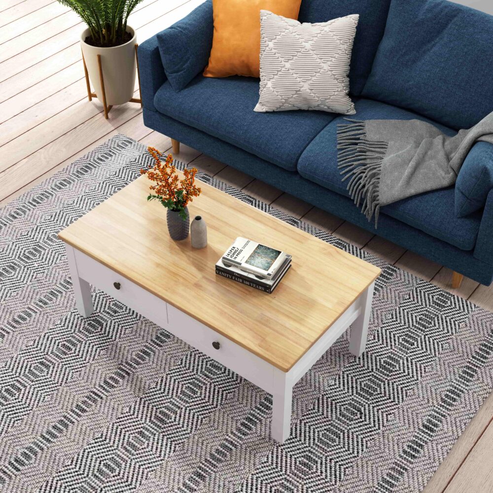 Sleek Natural Wood Rectangle Coffee Table | Contemporary Design