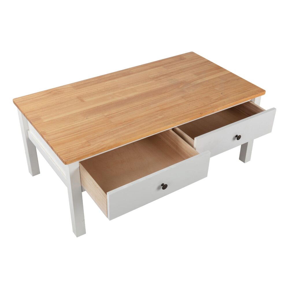 Sleek Natural Wood Rectangle Coffee Table | Contemporary Design