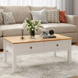 Sleek Natural Wood Rectangle Coffee Table | Contemporary Design
