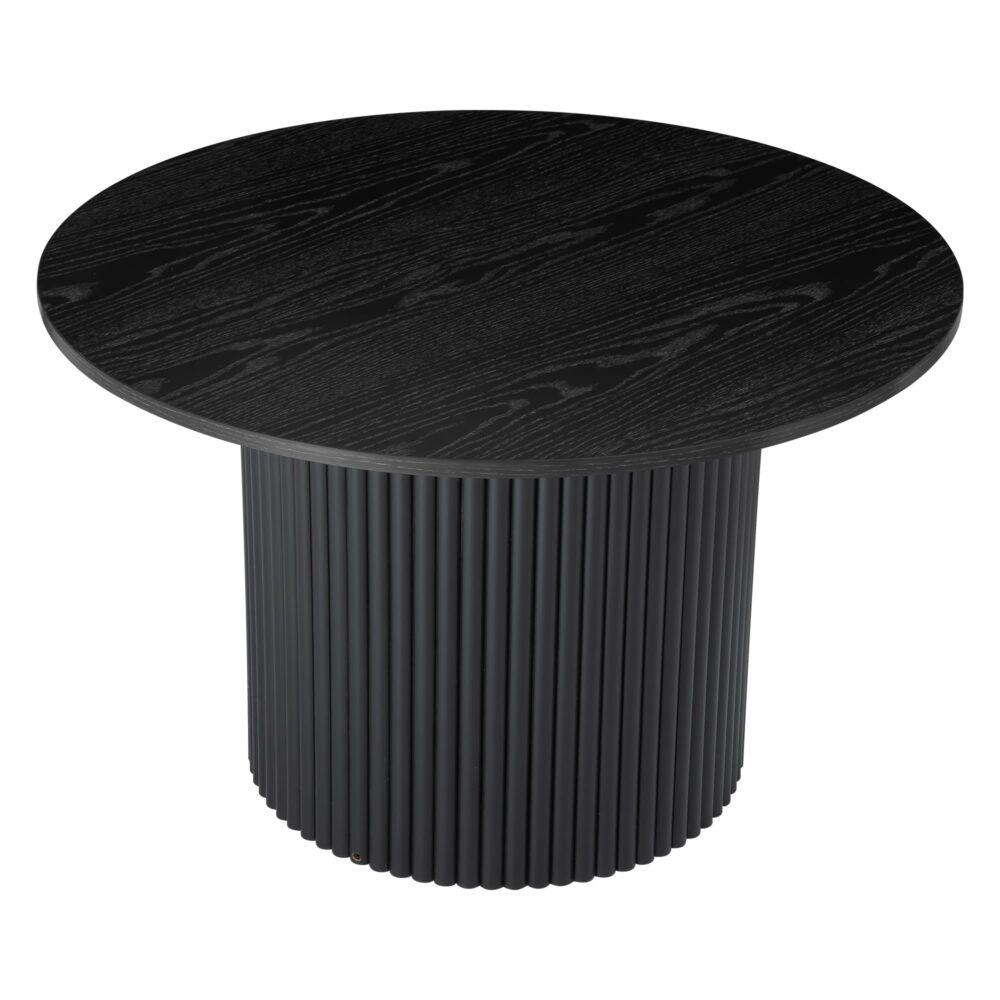 Luxe Black Ribbed Texture Wooden Coffee Table | Sleek & Modern