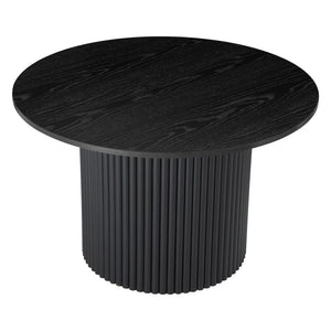 Luxe Black Ribbed Texture Wooden Coffee Table | Sleek & Modern
