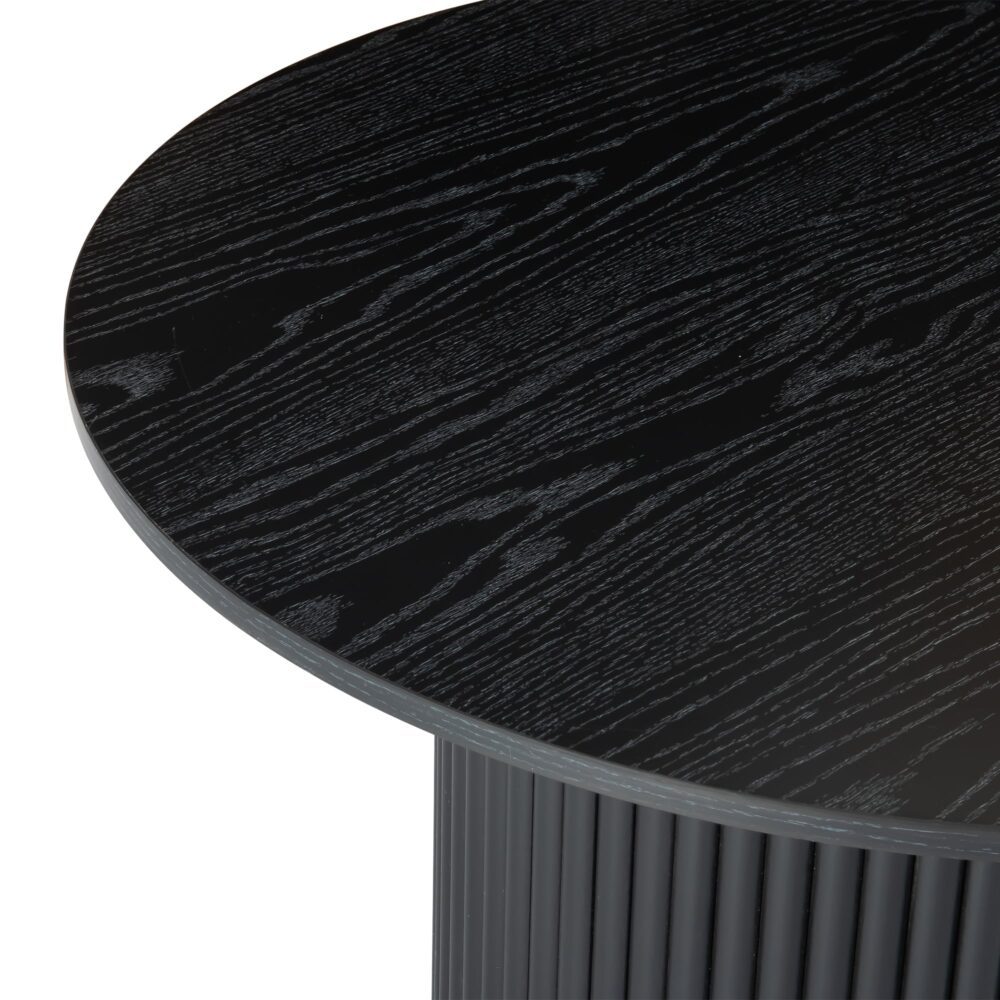 Luxe Black Ribbed Texture Wooden Coffee Table | Sleek & Modern