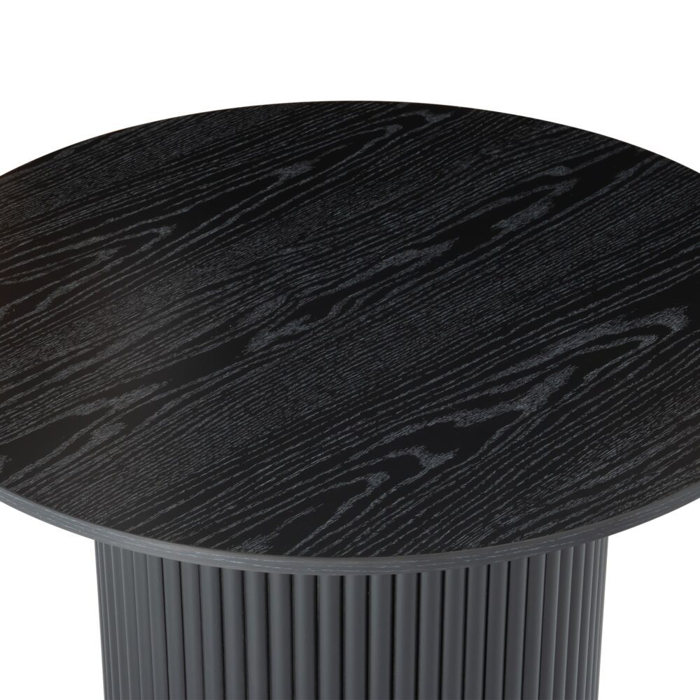 Luxe Black Ribbed Texture Wooden Coffee Table | Sleek & Modern