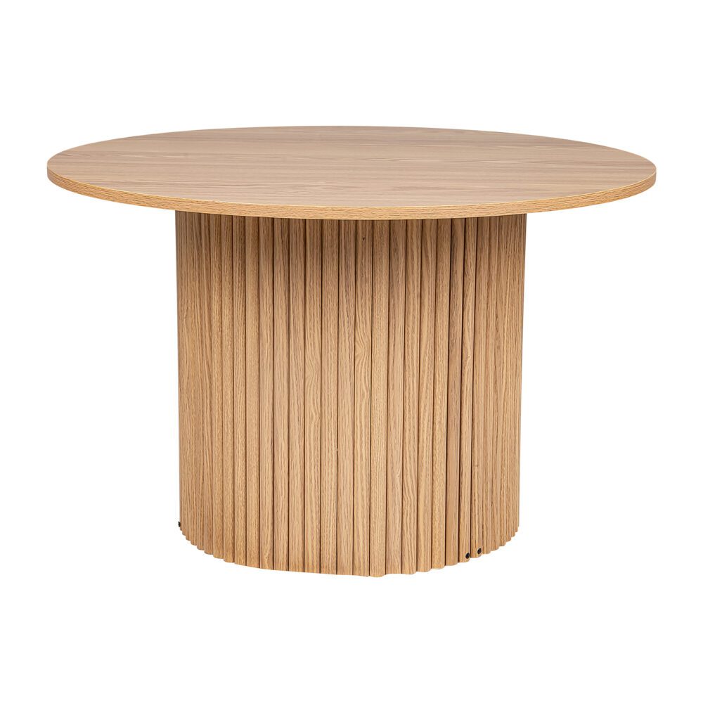Luxe Ribbed Round Coffee Table | Wooden | Elegant Design