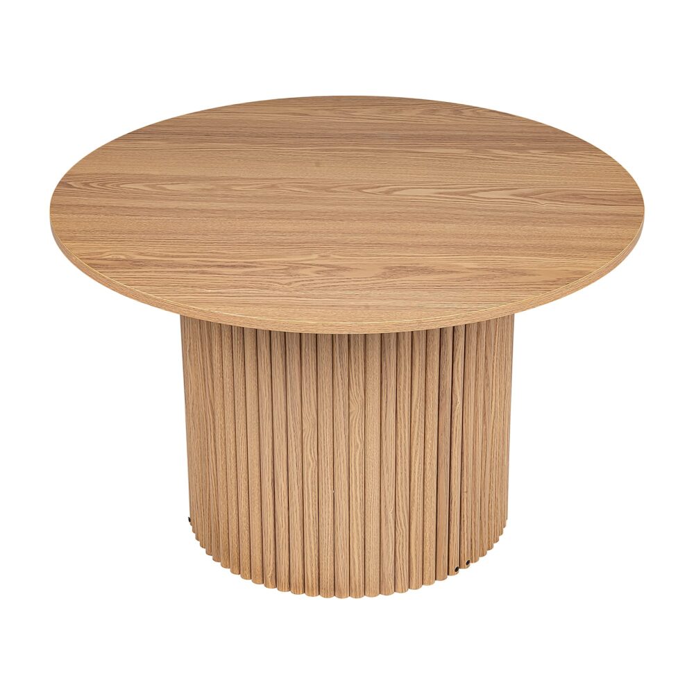 Luxe Ribbed Round Coffee Table | Wooden | Elegant Design