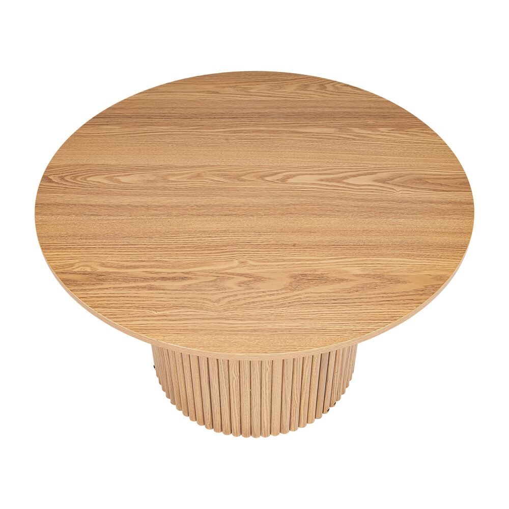 Luxe Ribbed Round Coffee Table | Wooden | Elegant Design