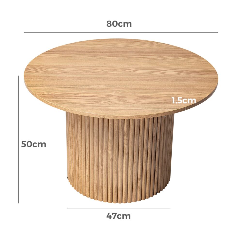 Luxe Ribbed Round Coffee Table | Wooden | Elegant Design