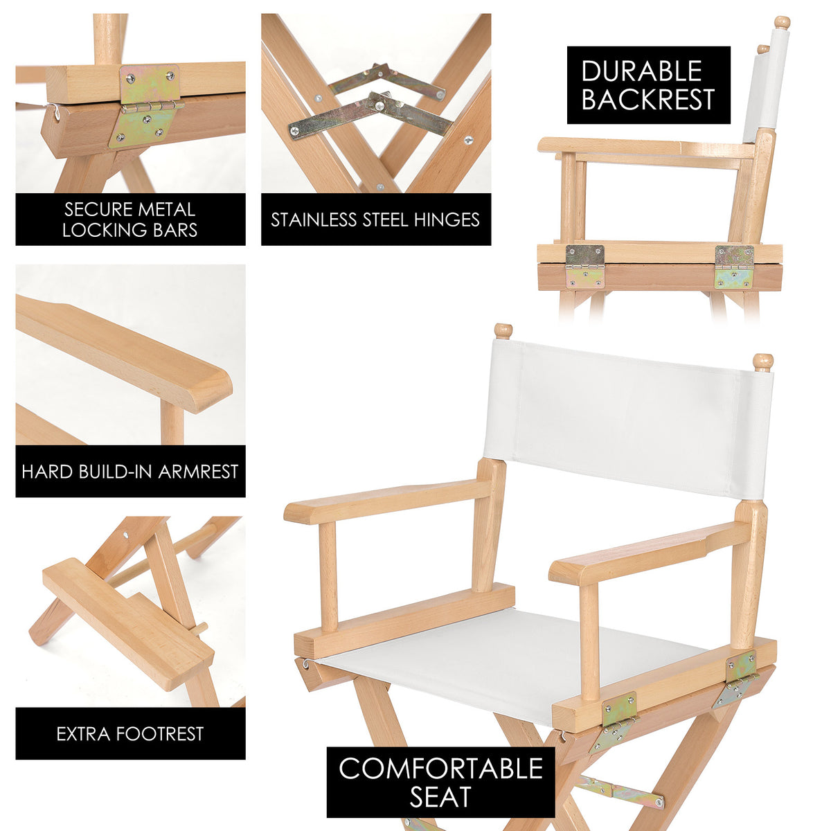 Director Movie Folding Tall Chair | 76cm | Beech | Wood | Humor