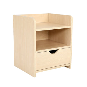Bedside Table | Side Storage Cabinet | Nightstand | Bedroom 1 Drawer | 2 Shelf | LARK | Oak