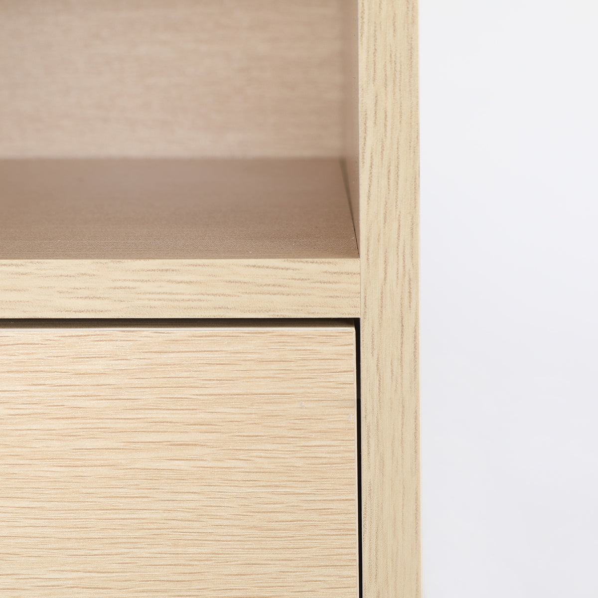 Bedside Table | Side Storage Cabinet | Nightstand | Bedroom 1 Drawer | 2 Shelf | LARK | Oak